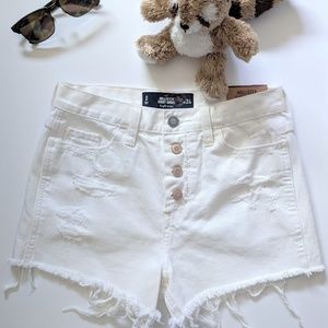 Hollister High Rise Denim Short-Shorts in white